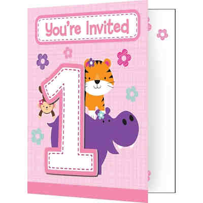 Einladungskarten Mein 1. Geburtstag Mädchen, 8 Stück inkl. Kuvert