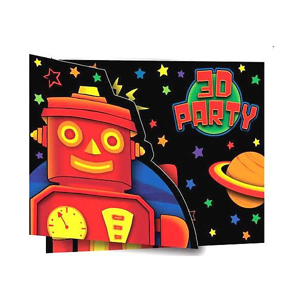 Einladungskarten Roboter 3D, 8 Stück inkl. Kuvert