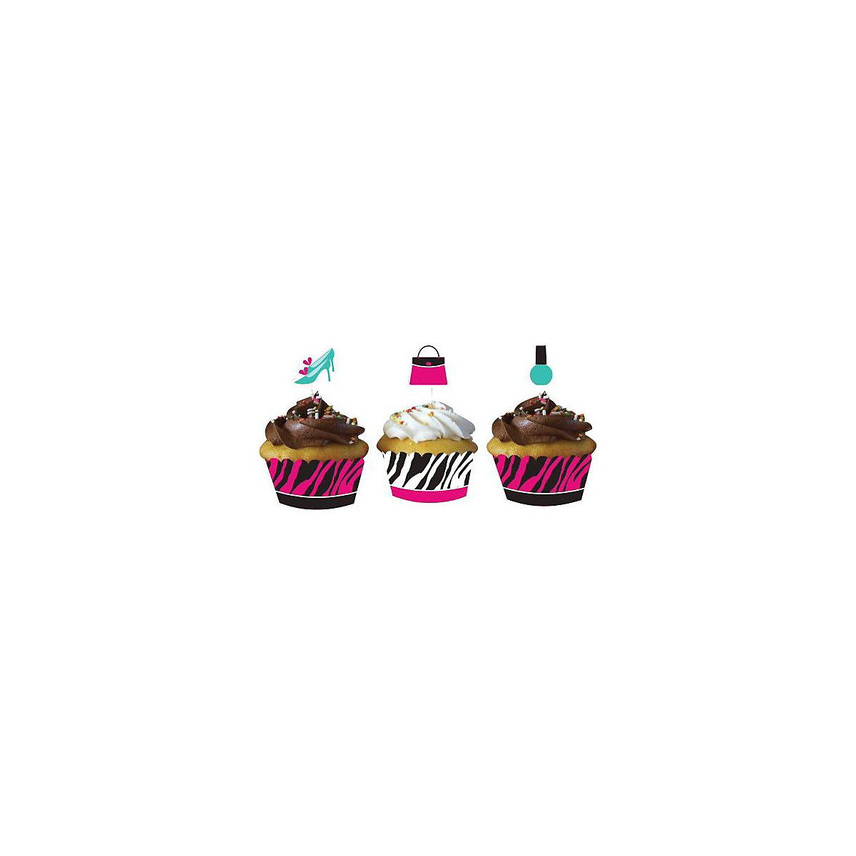 PARTYSTROLCHE® Muffinset Banderolen & Picker Pink Zebra Boutique 24-tlg.