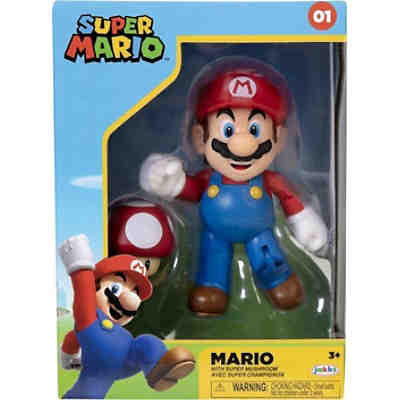 Super Mario Figur Mario with Super Mushroom, 10 cm