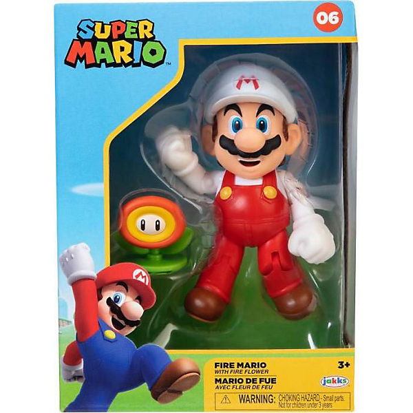Super Mario Figur Fire Mario with Fire Flower, 10 cm