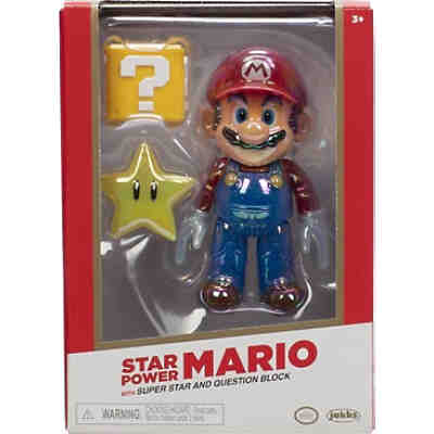 Super Mario Figur Star Power Mario with Super Star & Question Block, 10 cm