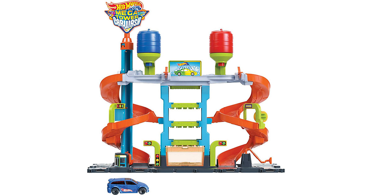 Spielzeug: Mattel Hot Wheels City Mega Autowaschanlage, 1 Colour Shifters-Fahrzeug, Spielzeug Kinder Kinder