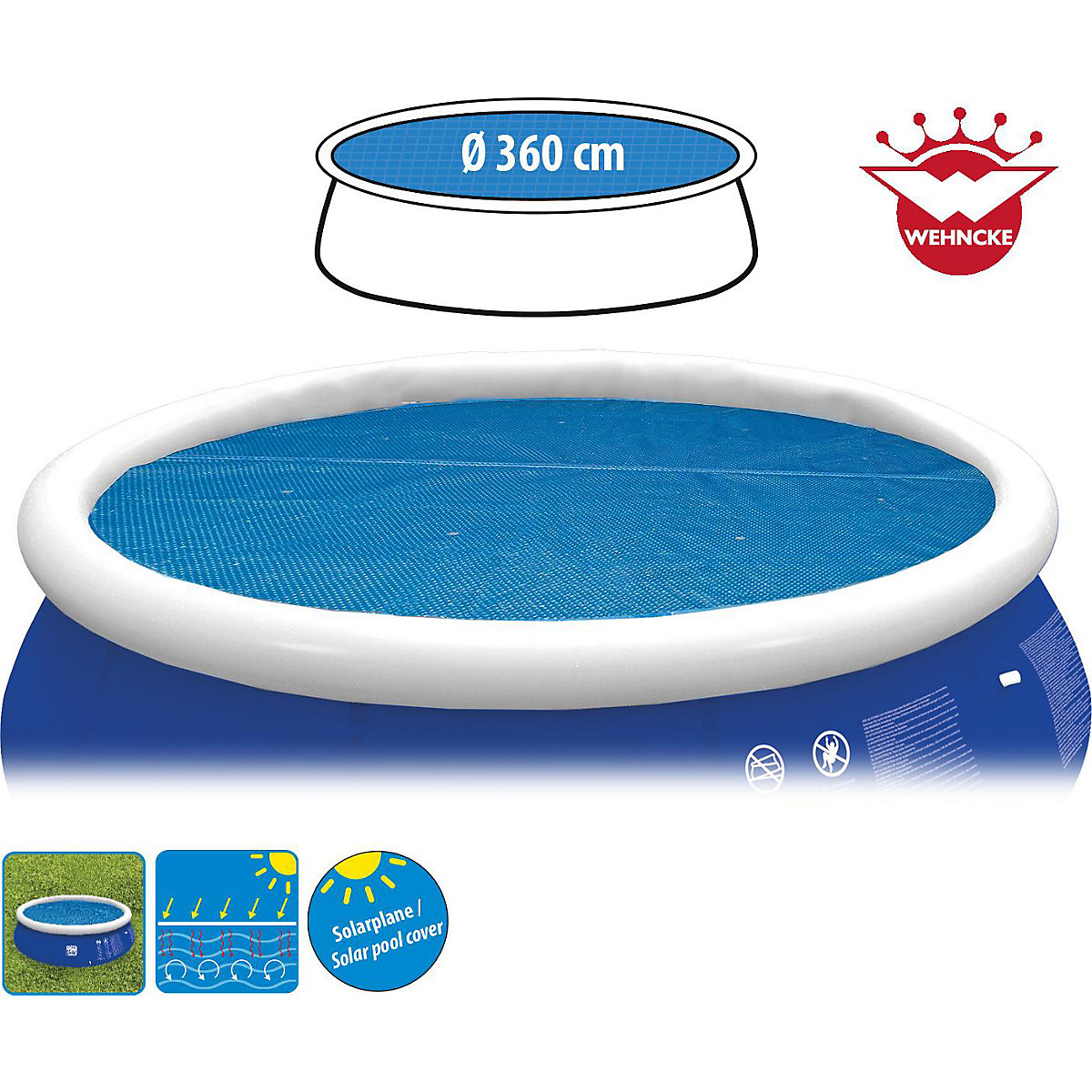 Solarcover für Quick-Up-Pools blau rund passend für Ø 360cm
