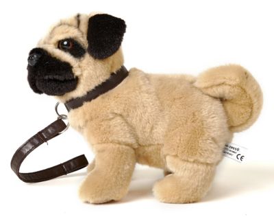 Uni Toys stehender Mops mit Leine Hund Plüschtier Kuscheltier Stofftier 