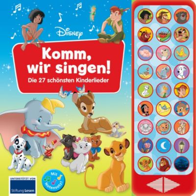 Image of Buch - Disney - Komm, wir singen! Die 27 schönsten Kinderlieder - 27-Button-Soundbuch - Liederbuch mit Noten zum Mitsingen