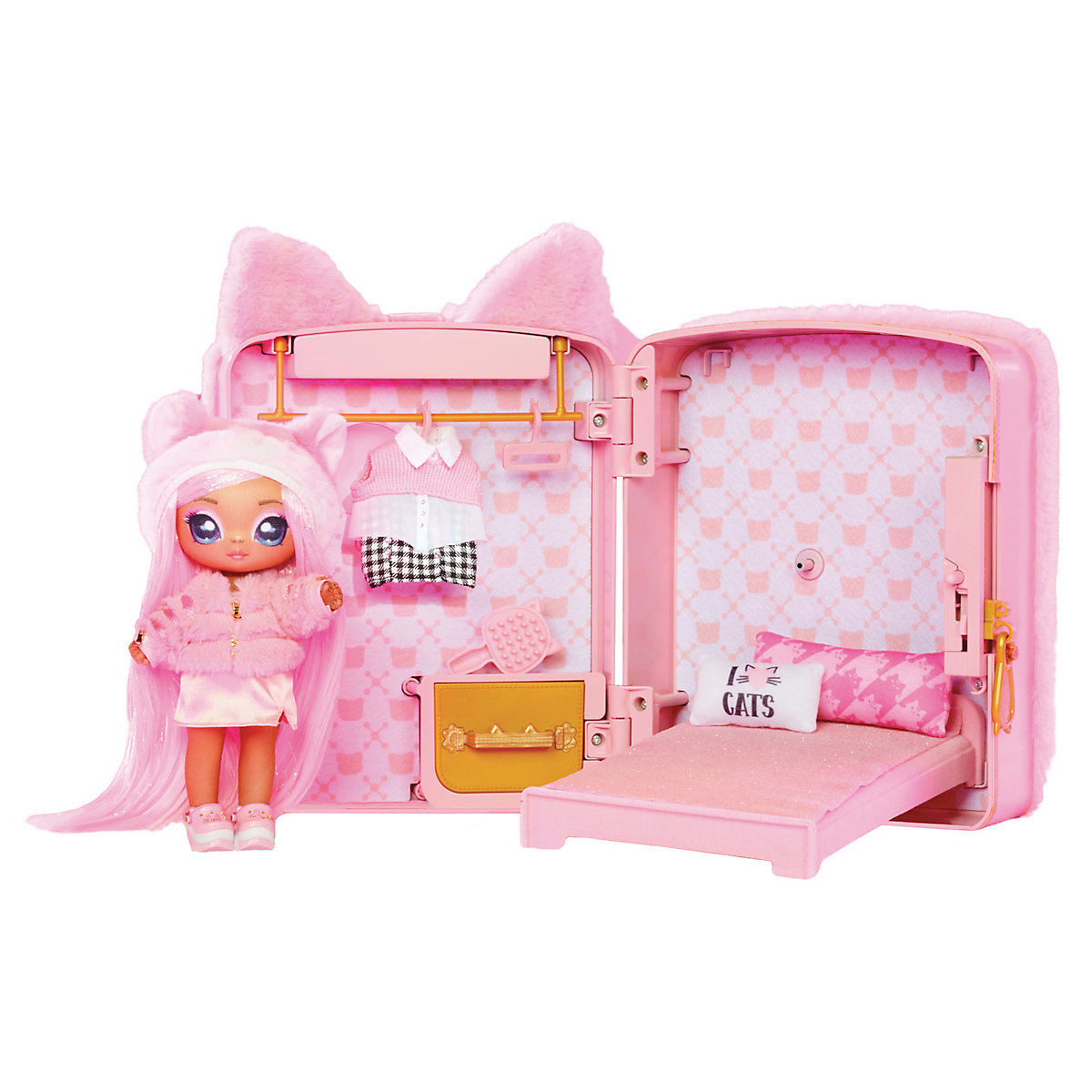 Na! Na! Na! Surprise 3-in-1 Backpack Bedroom Series 3 Playset- Pink Kitty