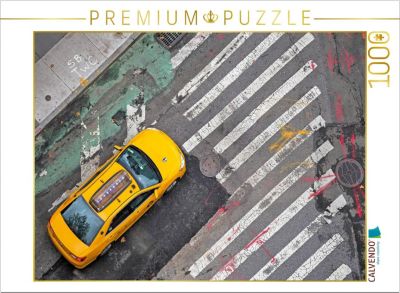 CALVENDO® Puzzle CALVENDO Puzzle Draufsicht auf ein typisch gelbes Taxi an einem Zebrastreife 1000 Teile Foto-Puzzle für glückliche Stunden