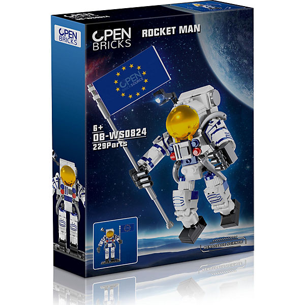 Open Bricks Rocket Man mit ca. 230 Bausteinen (kompatibel mit Marken-Klemmbauwelten)
