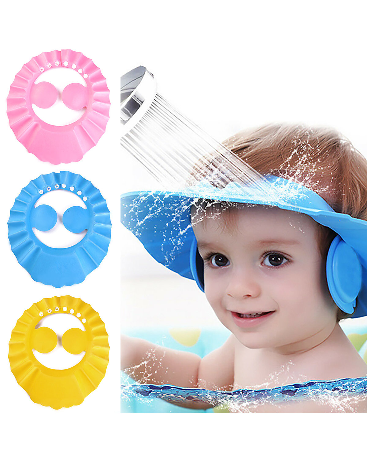 Vicabo Duschkappe Kinder Baby Augenschutz Ohrenschutz Mütze Haare waschen Badekappen für Kinder