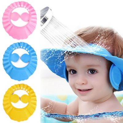 Kinder Badekappe Einstellbare Viergang-Cartoon-Kappe Baby Shampoo Augenschutz 