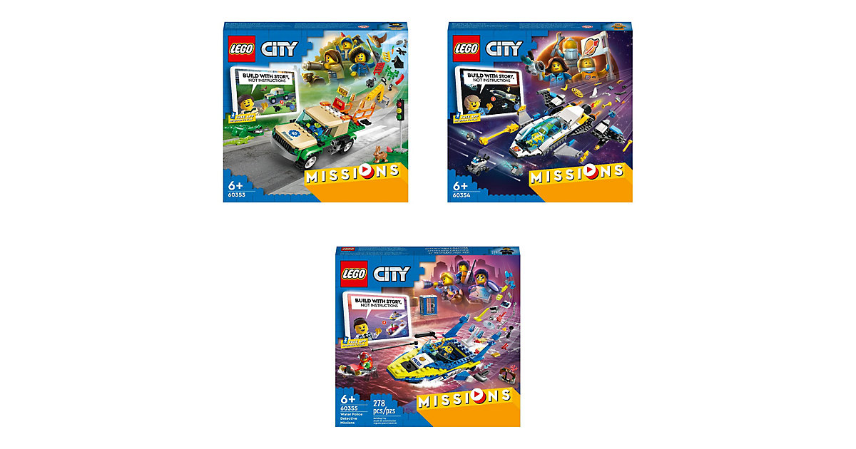 Spielzeug: Lego 3er Set: 60353 City Tierrettungsmissionen mit Pickup, 3 Minifiguren und Tierfiguren + ® 60354 City Erkundungsmissionen im Weltr