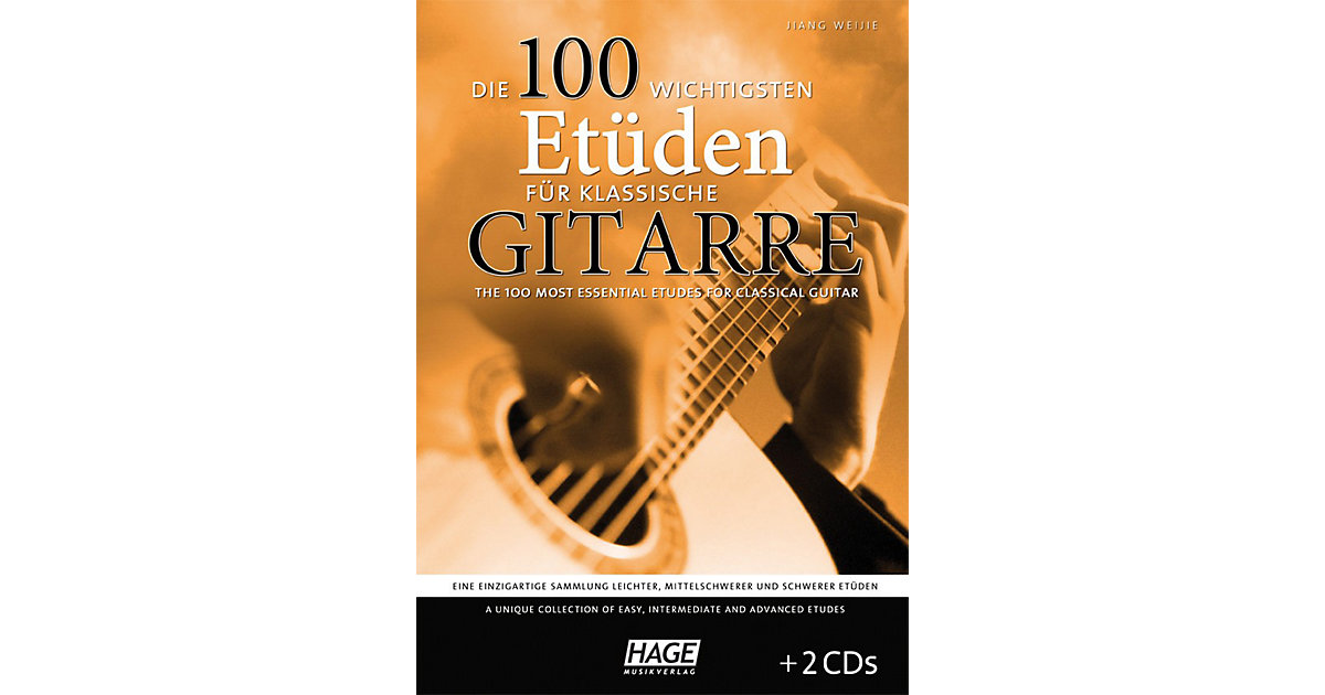 Buch - Die 100 wichtigsten Etüden klassische Gitarre, mit 2 Audio-CDs Kinder
