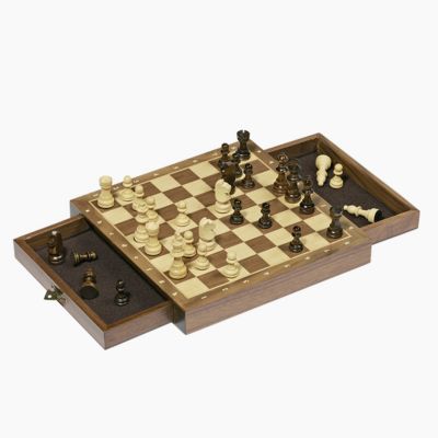 Schachspiel aus Holz Schach Strategiespiel Klappkassette Schachbrett Spiel Neu