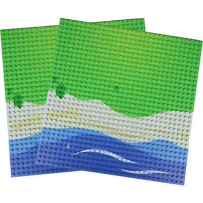 Stapelbare Bauplatte (25,5 x 25,5 cm, 32 x 32 Noppen), Strand gerade, 2er Set