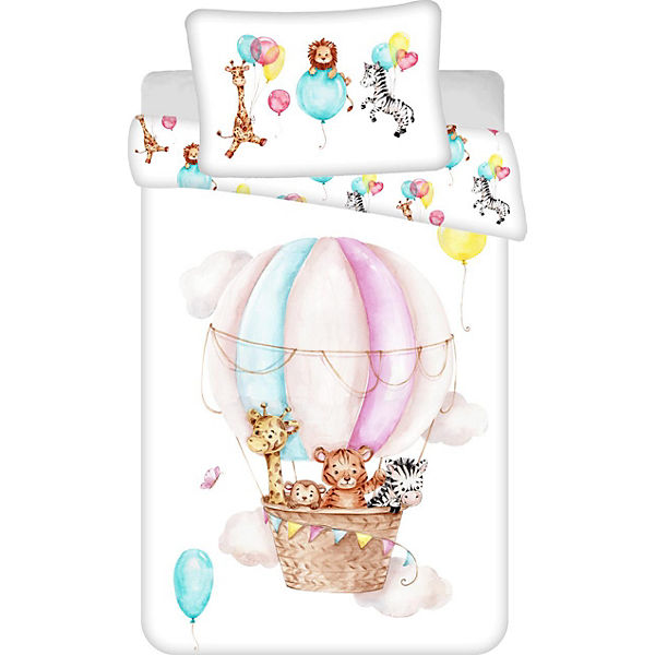 Wendebettwäsche Animals Flying Balloon Baby, Baumwolle, 100 x 135 + 40 x 60