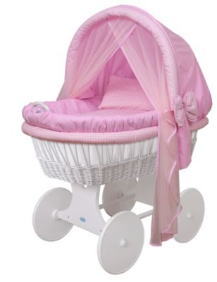 mit Bettset Holzfarbe Pink Rosa Baby Stubenwagen XXL HOME 