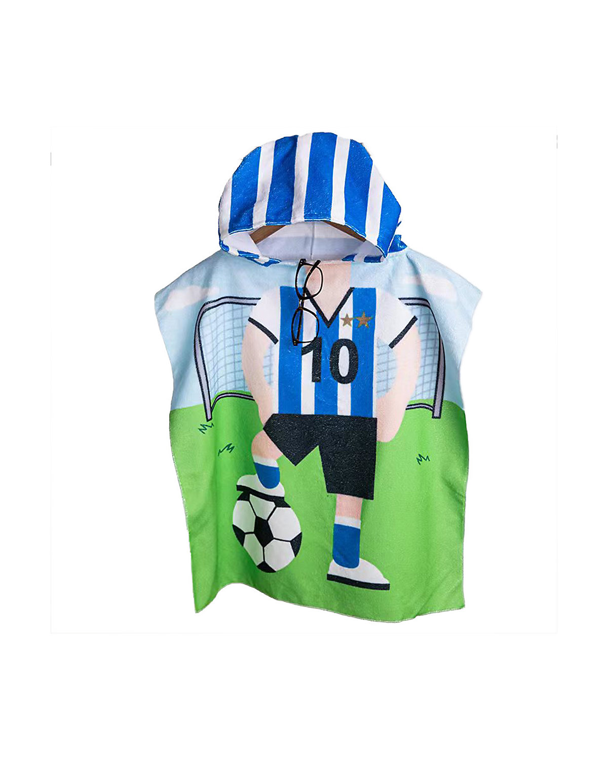 Vicabo Badeponcho Fußball Cartoon Strandtuch 60 cm Bademäntel für Kinder
