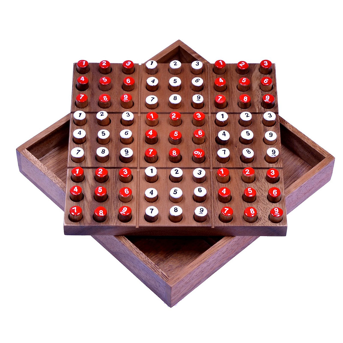 LOGOPLAY Sudoku mit Zahlensteckern Spielfeld 18 x 18 cm Steckspiel aus Holz