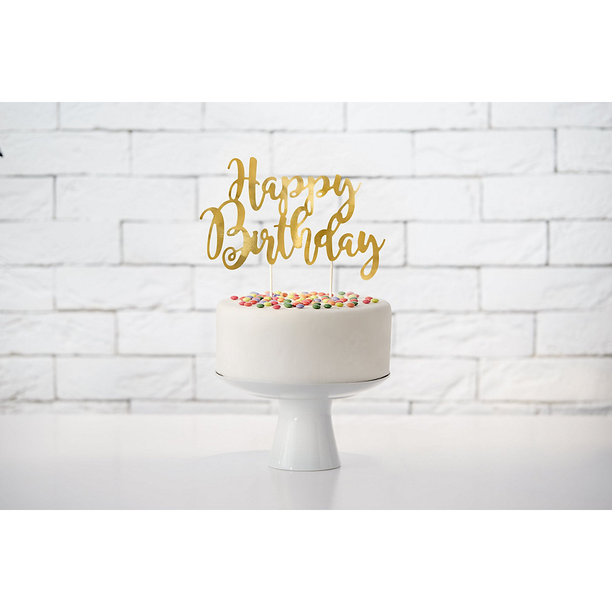 Partydeco Cake Topper Happy Birthday verschiedene Farben 22cm