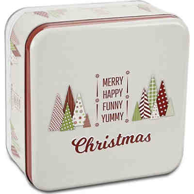 Gebäckdose Yummy Christmas quadratisch, 16,5 x 16,5 cm, Höhe: 8 cm