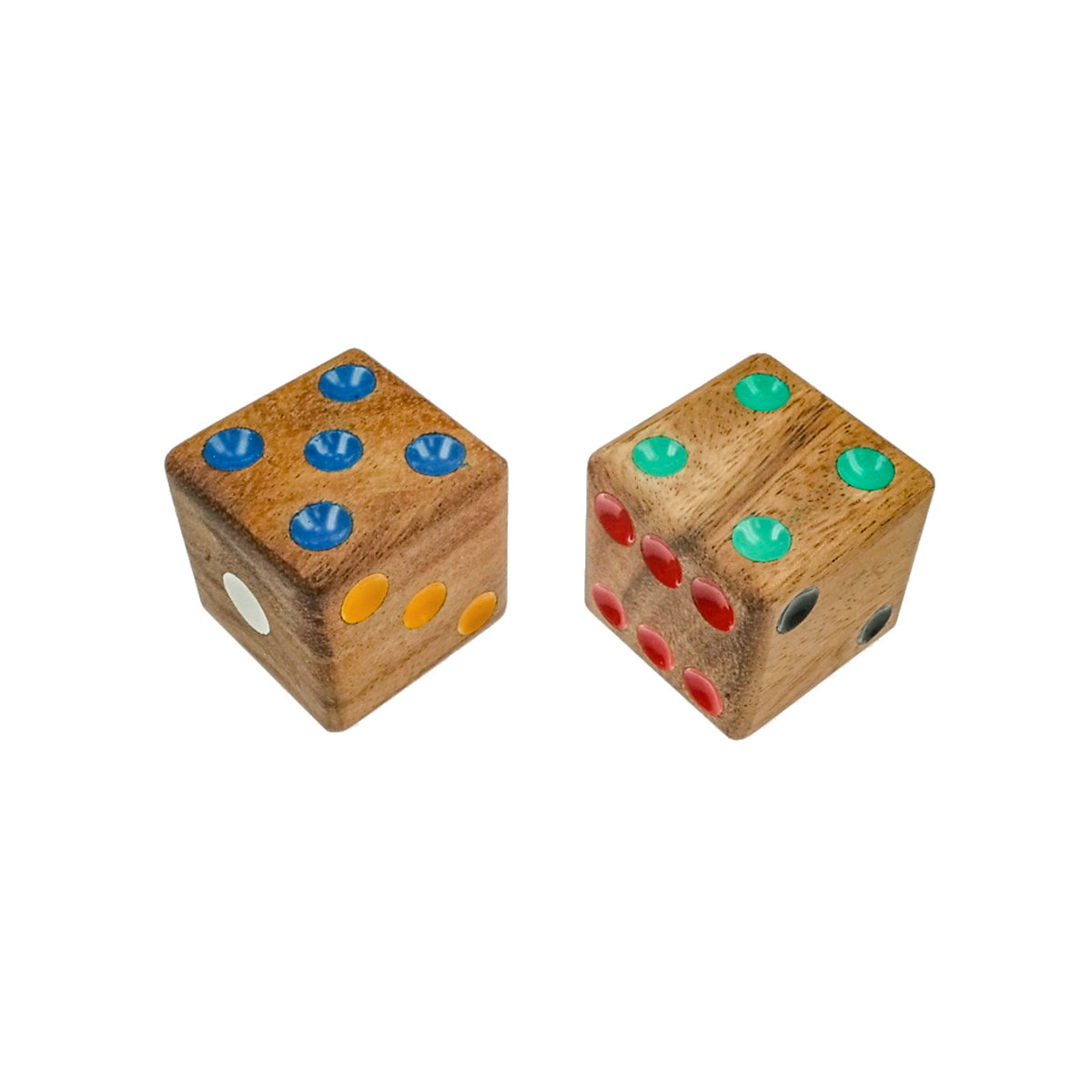 LOGOPLAY 2 Spielwürfel im Set Würfel 4 cm Kantenlänge aus Holz mit farbigen Punkten