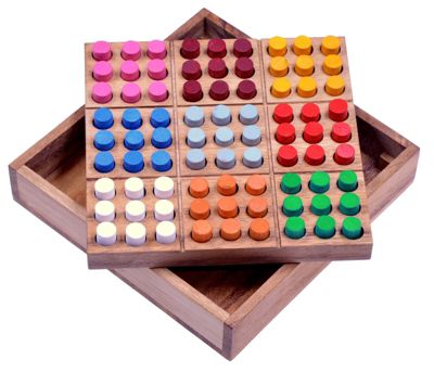 LOGOPLAY Farb Sudoku Spielfeld 16 x 16 cm Steckspiel mit farbigen Steckern