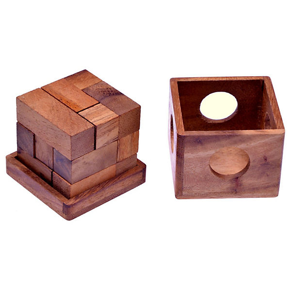 Soma Würfel Gr. S - 6 cm Kantenlänge - 3D Puzzle - Knobelspiel im Holzkasten