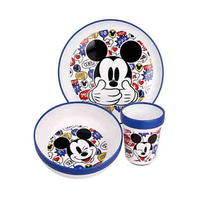 Mickey Mouse Kinder Geschirr-Set Teller Schale Becher 3 tlg. BPA-frei