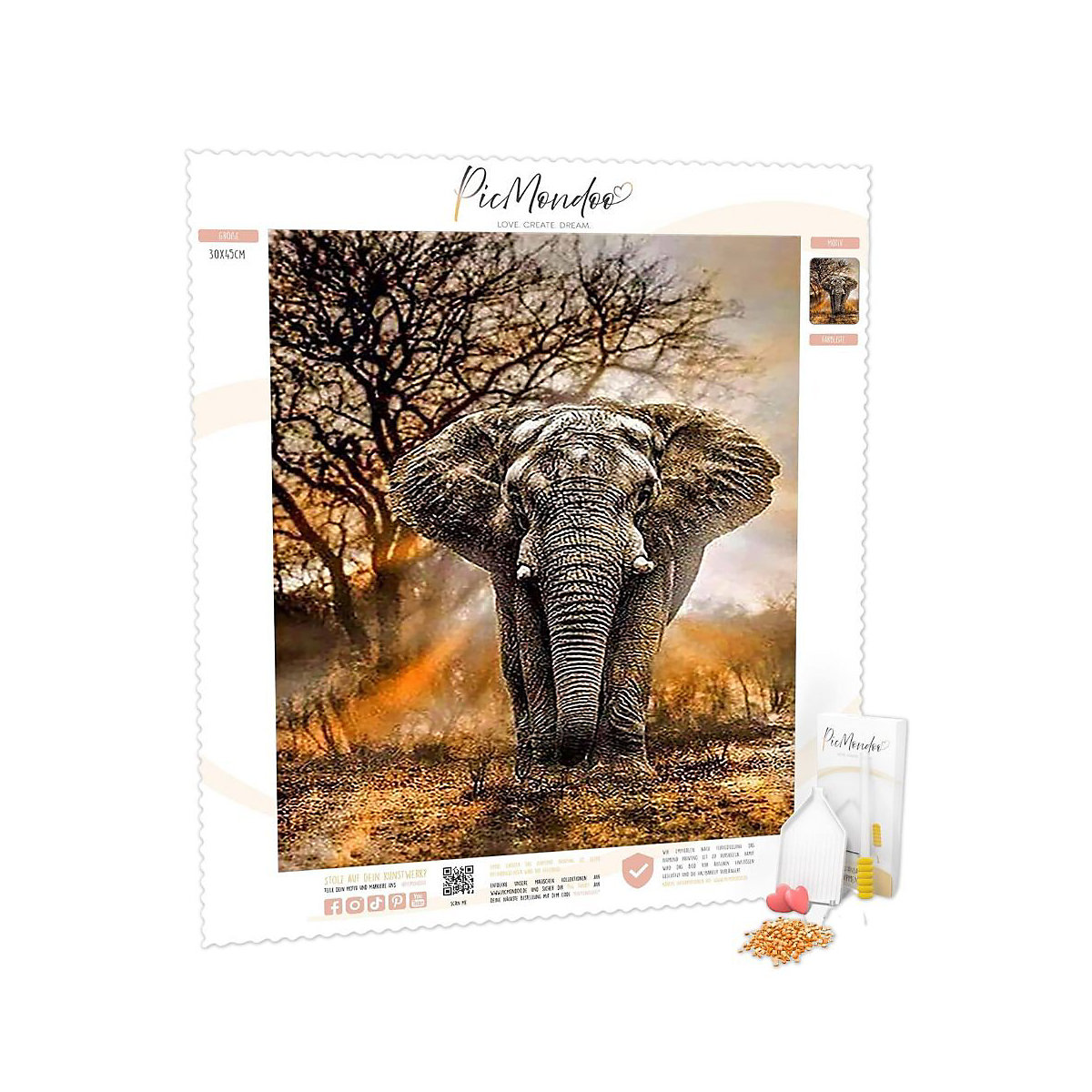 PicMondoo Diamond Painting Afrikanischer Savannenelefant