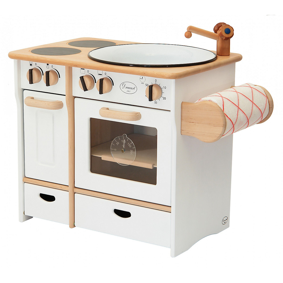 Erst-Holz® Kinderküche liebevoll gestaltet aus Massivholz weiß