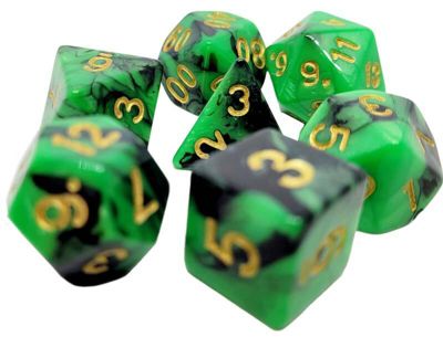 dice4friends 7-tlg. RPG Würfelset: Racing Green/Black