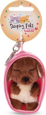 Image of Schlüsselanhänger Sleeping Pets Hund 8cm braun,