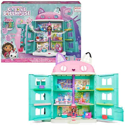Gabby‘s Dollhouse, Puppenhaus mit 2 Spielzeugfiguren, 8 Möbelstücken, 3 Zubehörteilen, 2 Überraschungsboxen und Geräuschen, Kinderspielzeug