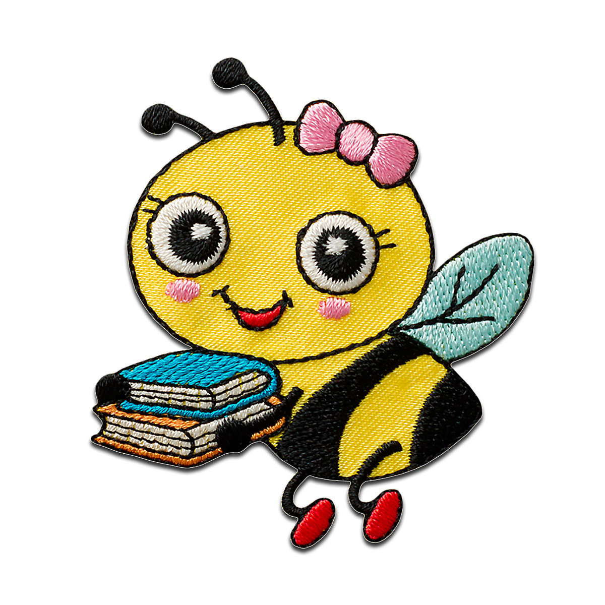 MONO QUICK Aufnäher / Bügelbild Biene mit Bücher Tier Nähsets für Mädchen