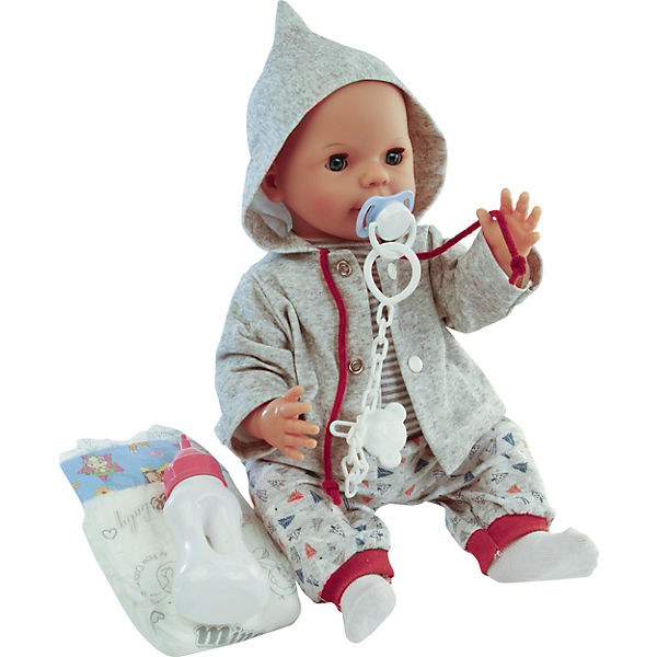 Schildkröt Puppe Finn (Trink + Näßbaby, Gr. 40 cm, Baby Puppe inkl. Kleidung, Schnuller, Windel und Flasche, mit Trink- und Pipi-Funktion) 1340147