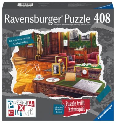 Image of Ravensburger Puzzle X Crime - Ein mörderischer Geburtstag - 406 Teile Puzzle-Krimispiel 1-4 Spieler Erwachsene