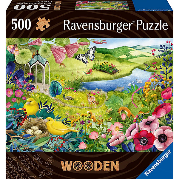 Ravensburger Puzzle 17513 - Wilder Garten - 500 Teile Holzpuzzle, mit individuellen Puzzleteilen und kleinen Holzfiguren (= Whimsies), für Kinder und Erwachsene ab 14 Jahren