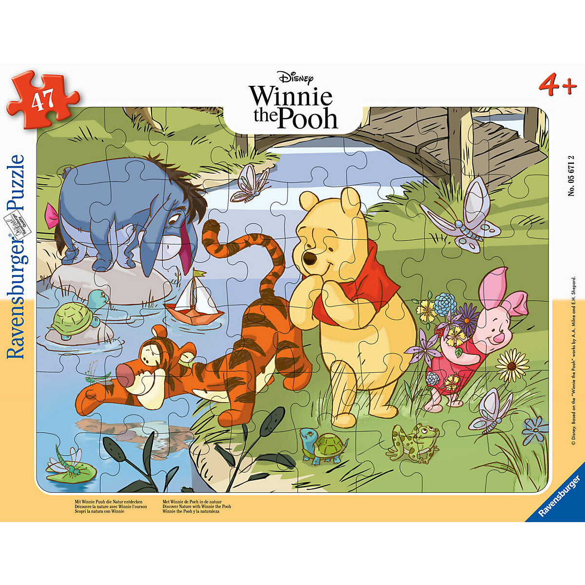 Ravensburger Kinderpuzzle 05671 Mit Winnie Puuh die Natur entdecken 47 Teile Teile Disney Rahmenpuzzle für Kinder ab 4 Jahren