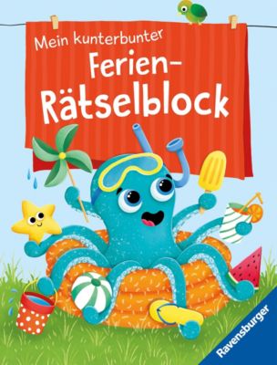 Image of Buch - Ravensburger Mein kunterbunter Ferien-Rätselblock - Rätselspaß im Urlaub, auf Reisen oder Zuhause - Ferien Unterhaltung Kinder von 7 bis 9 Jahren Kinder