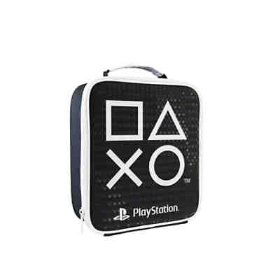Aufbewahrungstasche Lunchbag Playstation schwarz, 20 x 23 x 8 cm, isoliert