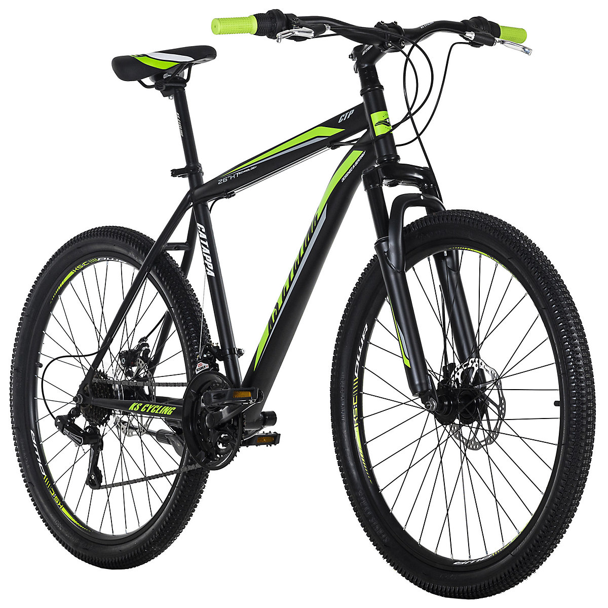 KS Cycling Mountainbike Hardtail 26 Zoll Catappa schwarz-grün Rahmenhöhe: 46 cm