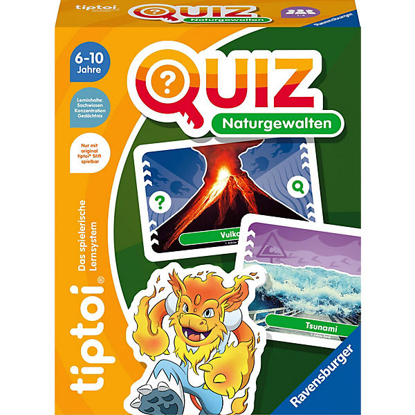 Ravensburger tiptoi 00167 Quiz Naturgewalten, Quizspiel für Kinder ab 6 Jahren, für 1-4 Spieler