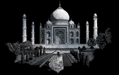 Kratzbild Taj Mahal 29x39cm silber