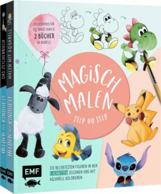Magisch malen Step by Step Die beliebtesten Figuren aus TV und Kino in nur 5 Schritten zeichnen und mit Aquarell kolorieren