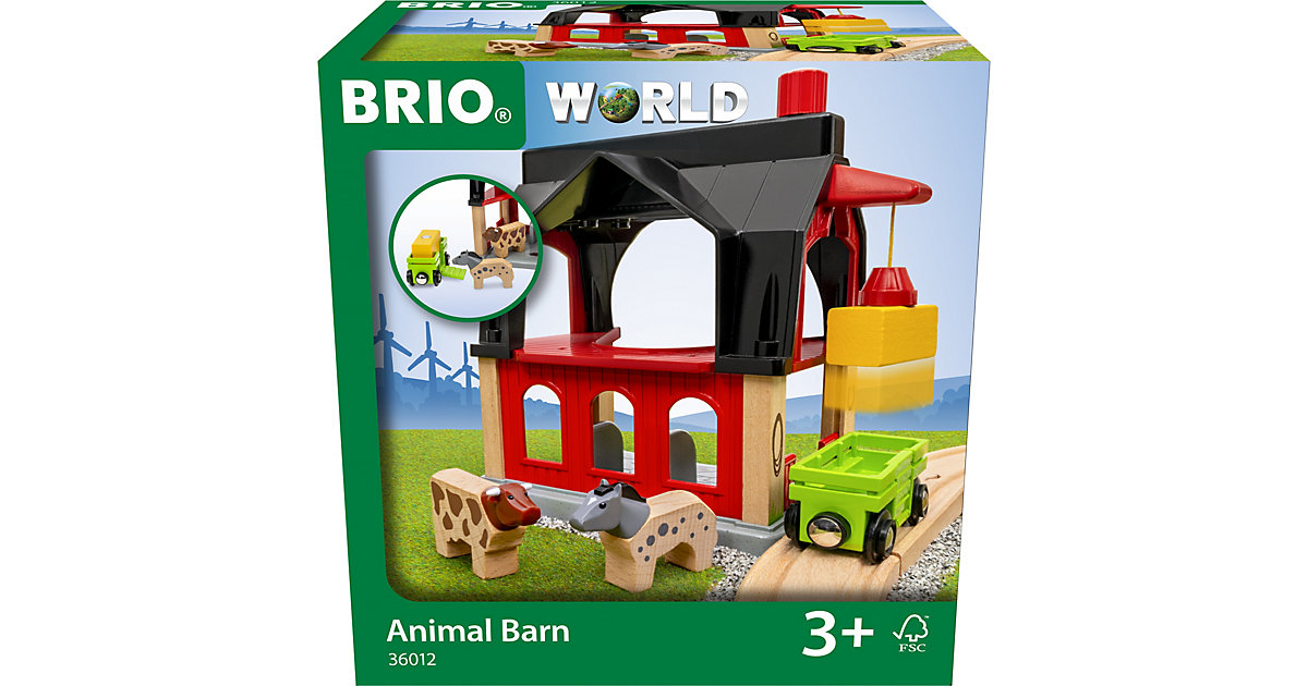 Image of 36012 BRIO Tierscheune mit Heuwaggon - Zubehör zum Zugset Kinder ab 3 Jahren Kinder
