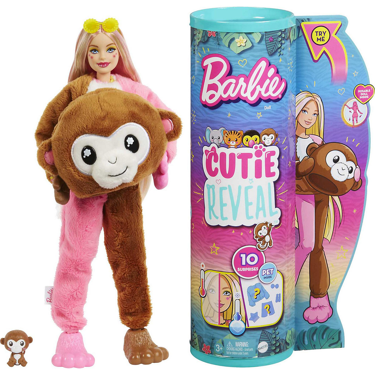 Cutie Reveal Barbie Jungle Series Monkey