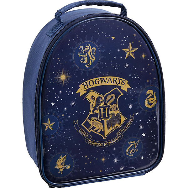 Aufbewahrungstasche Lunchbag Harry Potter Hogwarts blau, 24 x 20 x 9 cm, isoliert