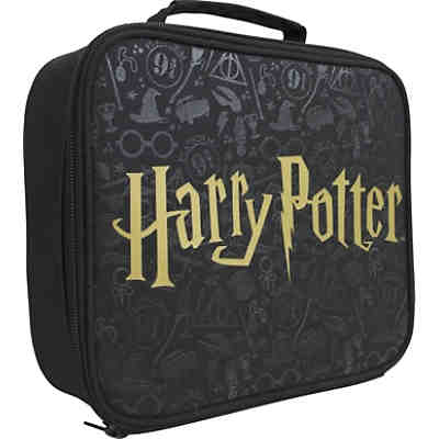 Aufbewahrungstasche Lunchbag Harry Potter Hogwarts schwarz, 20 x 23 x 8 cm, isoliert