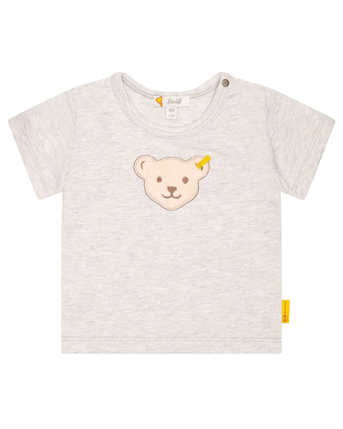 Steiff Baby T-Shirt Basic Kurzarm Teddy-Applikation Cotton Stretch uni Langarmshirts für Kinder